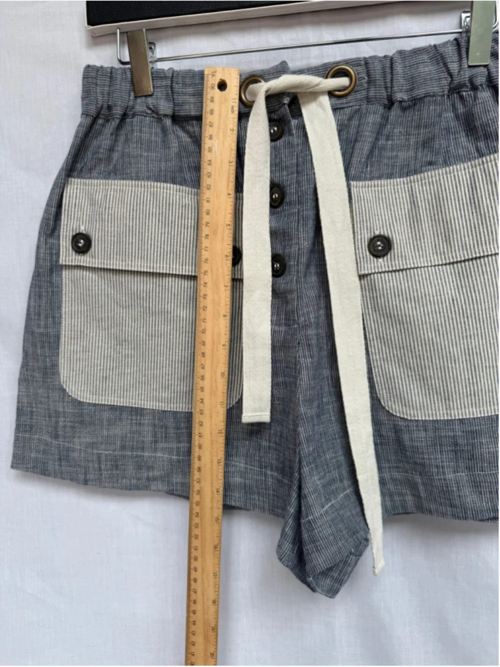 Ulla Johnson Gracie Shorts NWT Size 6 Blue Stripe Cotton Drawstring
